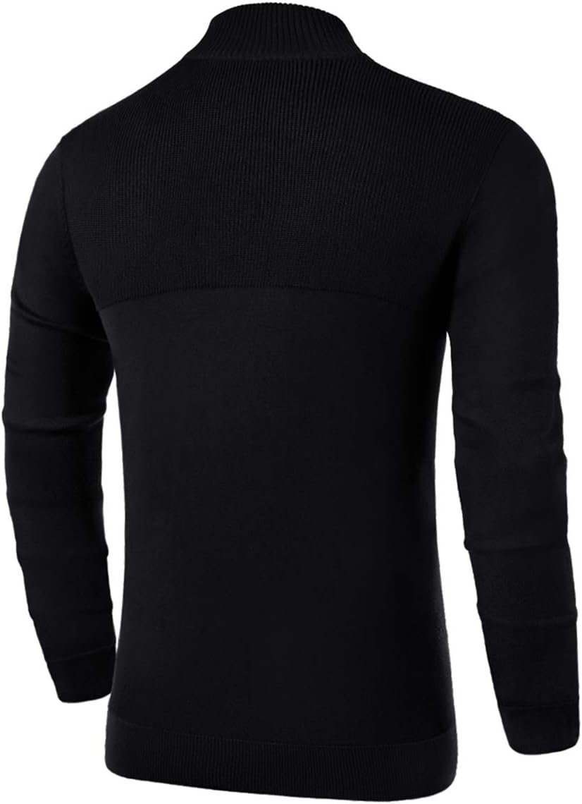 Mens Slim Fit Zip up Mock Neck Polo Sweater Casual Long Sleeve Sweater and Pullover Sweaters with Ribbing Edge - Imagen 3
