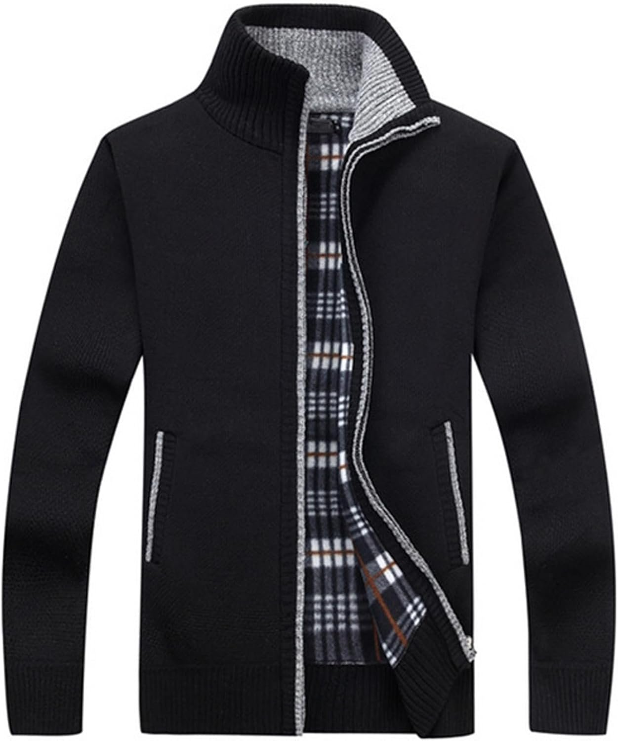 Men'S Casual Full Zip Slim Thick Knitted Cardigan Sweaters with Pockets