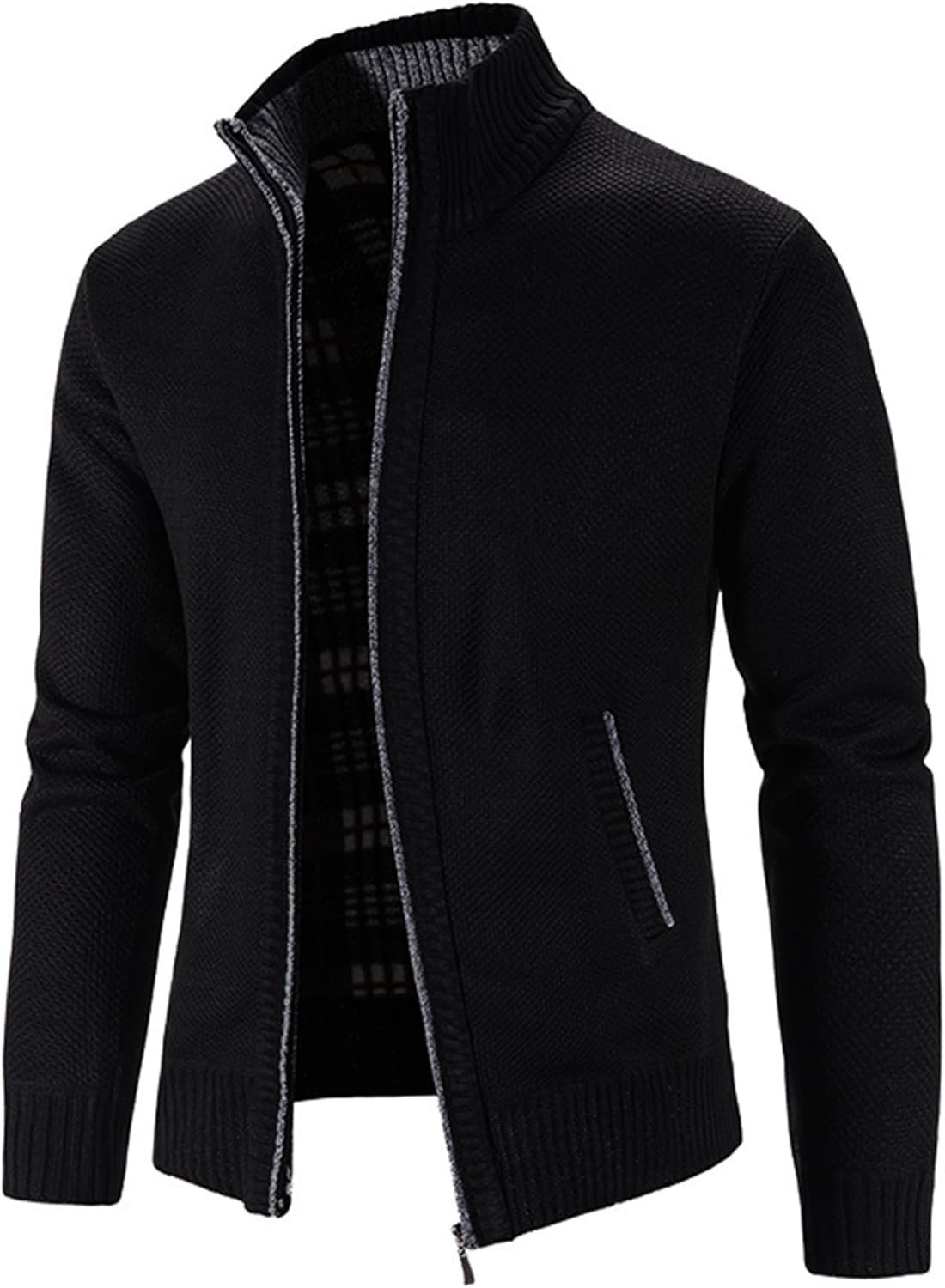 Men'S Casual Full Zip Slim Thick Knitted Cardigan Sweaters with Pockets - Imagen 3