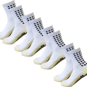 4 Pairs Mens Grip Soccer Socks Non Slip Grippy Women Socks for Football Basketball Sports