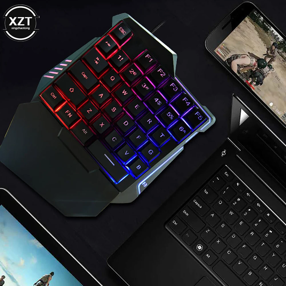 USB One-Handed Keyboard Gaming Mechanical Feel Keyboard Portable 35 Keys Mini Wired Keyboard Ergonomic Gaming Keyboard - Imagen 5