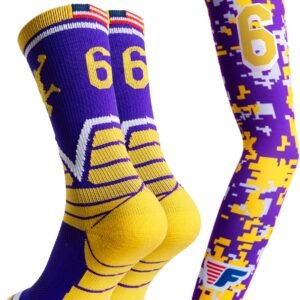 Basketball Socks for Men & Boys Crew Socks with Basketball Arm Sleeve - Made in USA