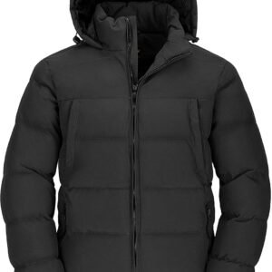 Men'S Thicken Puffer Jacket Padded Waterproof Warm Winter Coat with Hood
