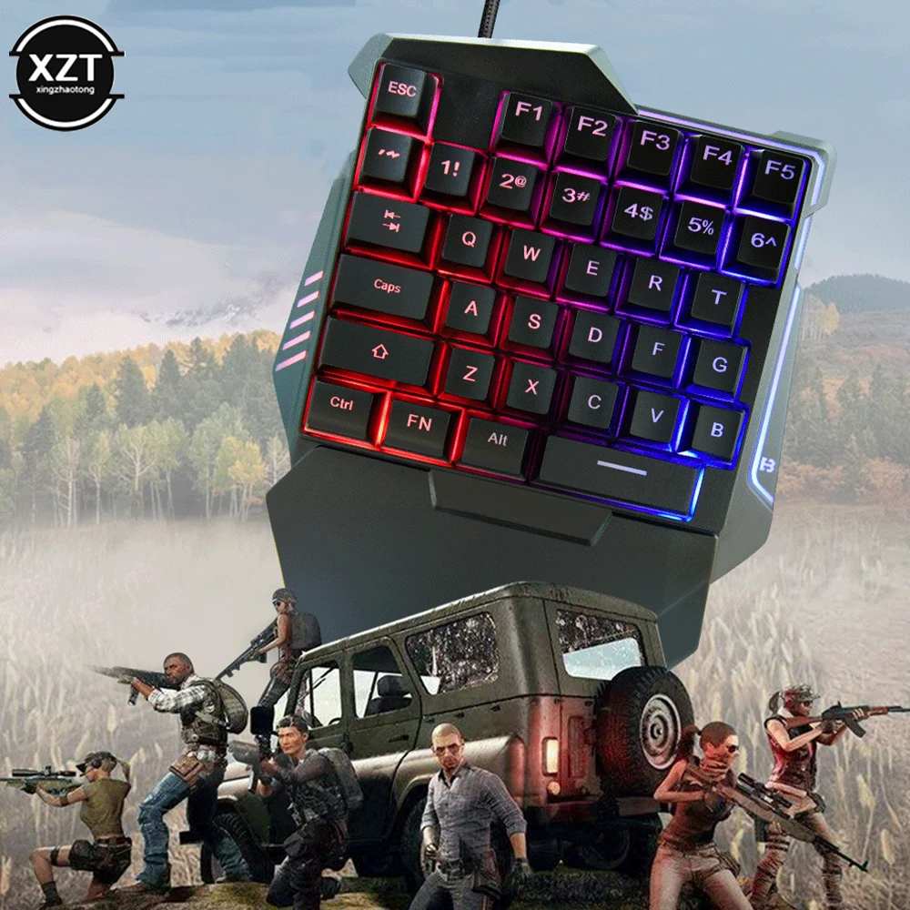 USB One-Handed Keyboard Gaming Mechanical Feel Keyboard Portable 35 Keys Mini Wired Keyboard Ergonomic Gaming Keyboard - Imagen 6