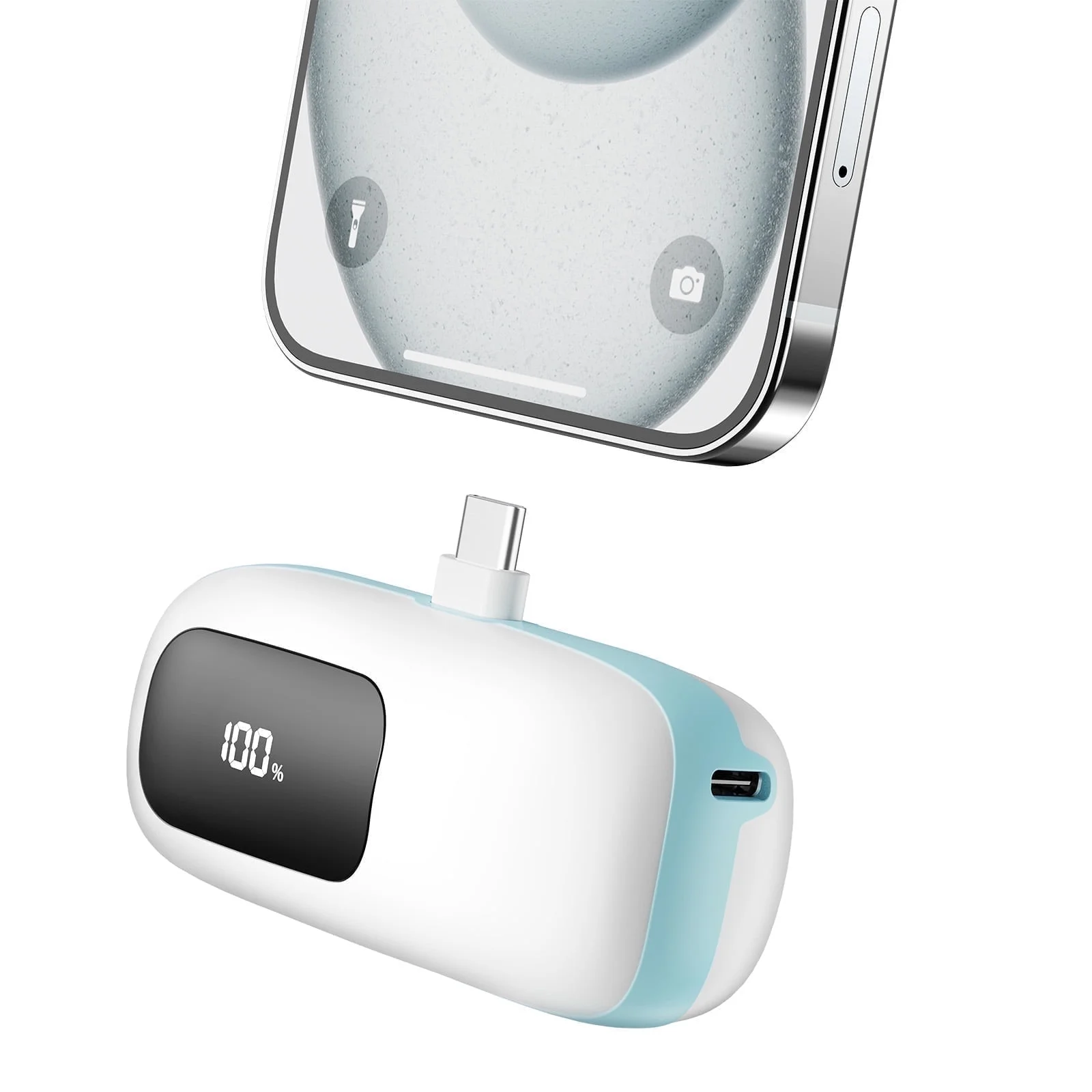 Portable Charger 5000Mah Power Bank with LCD Display, 20W Quick Charge USB-C Battery Pack Compatible with Iphone16/15 Series, Android, Samsung, Pixel, Blue