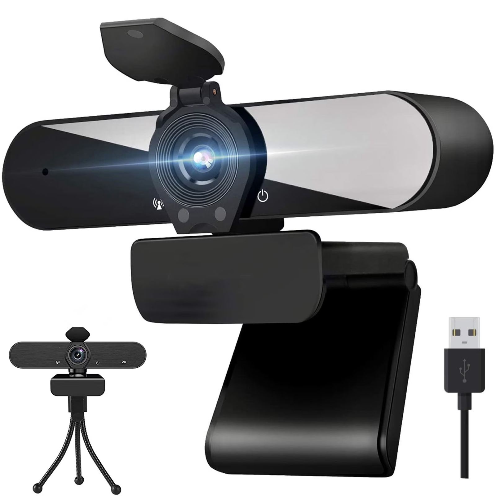 Full HD 1080P Webcam with Privacy Shutter and Tripod, Pro Streaming Web Camera with Microphone, Widescreen USB Computer Camera for Laptop Desktop - Imagen 7